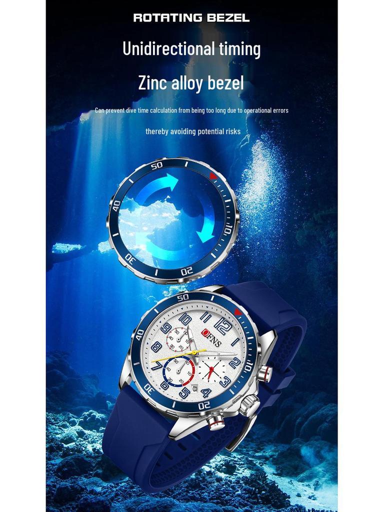 Ofns Luxury Quartz Watch: Luminous, Rotating Bezel, Waterproof & Single Calendar - Men's Business Wristwatch.