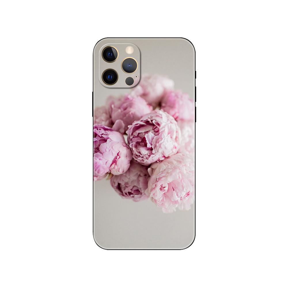 Peonies Beautiful Flower Phone Case for Iphone 5 5s 2020se 6 6s 7 8 Plus X 10 XR XS 11 12 13 Mini Pro MAX Black Tpu Back Cover