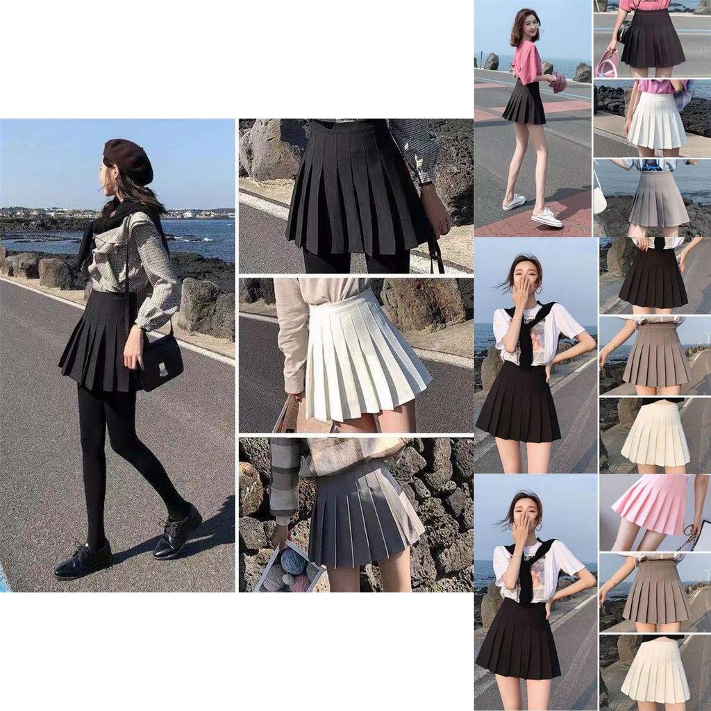 Stylish Women High Waist Pleated Skirt Featuring Comfortable Safety Shorts Inside