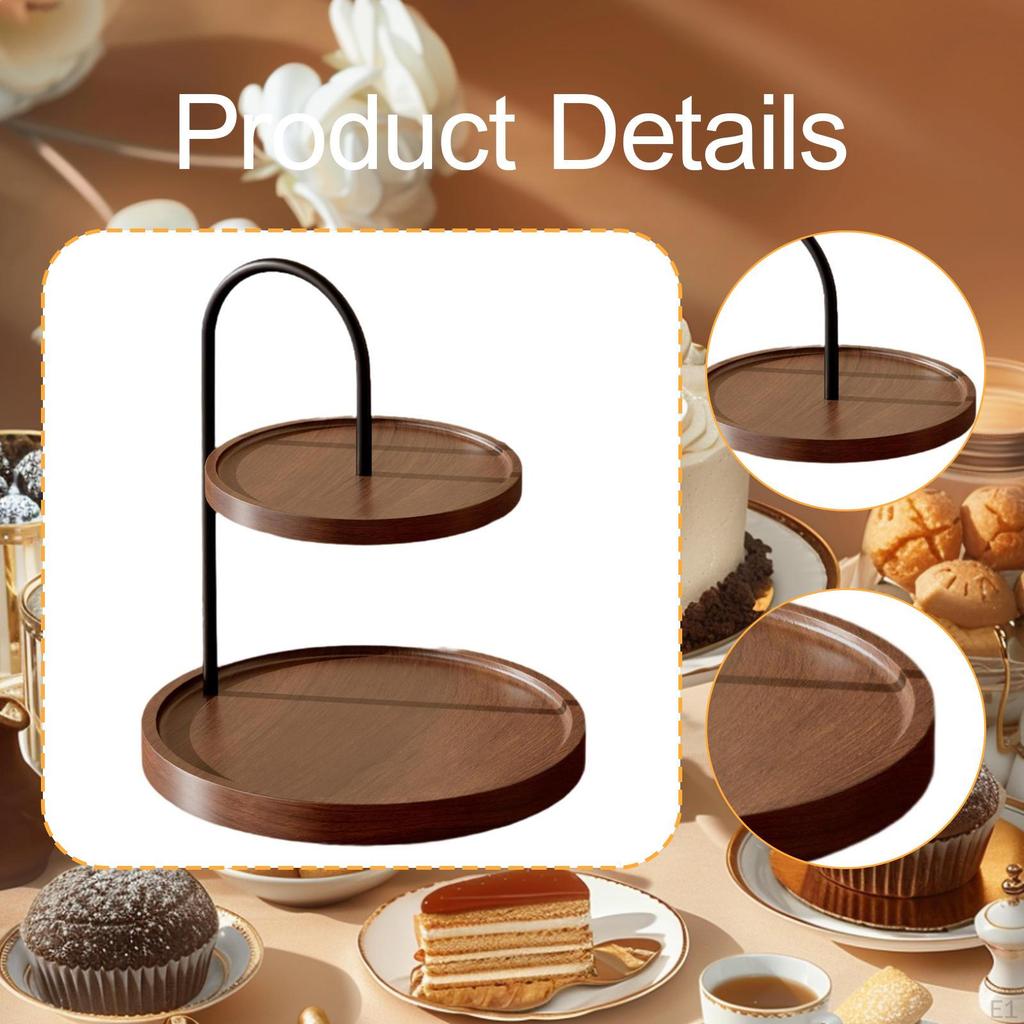 2 Tier Wood Serving Tray Tiered Party Platter Farmhouse Decorative for Christmas Coffee