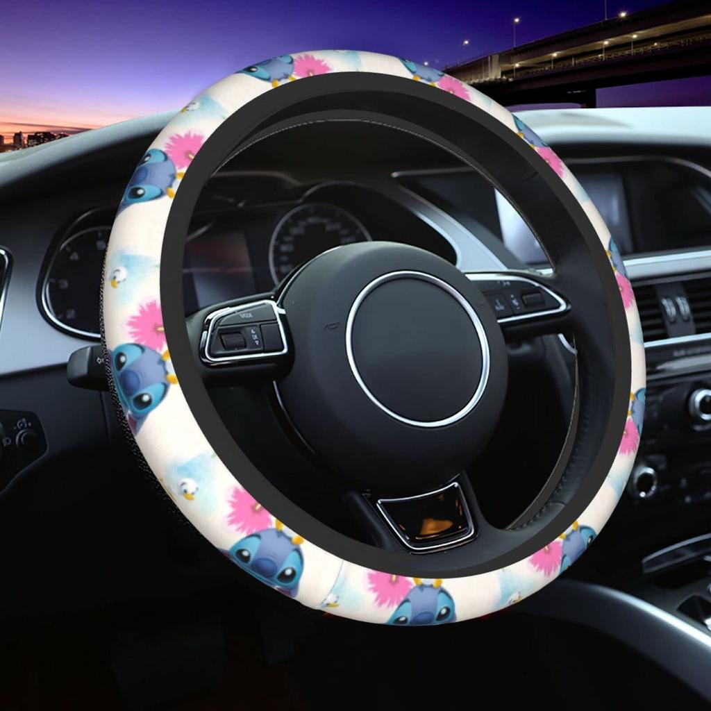 Stitch Car Steering Wheel Cover, Light Cars, Luxury Anti-Slip, Stain Resistant, Steering Cover, Regular
