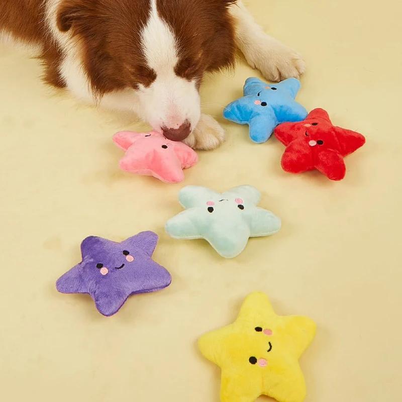 1pcs/pack Puppy Dog Plush Pentagram Squeaky Toys for Small Medium Dogs Bone Aggressive Chewers for Puppy Accessories