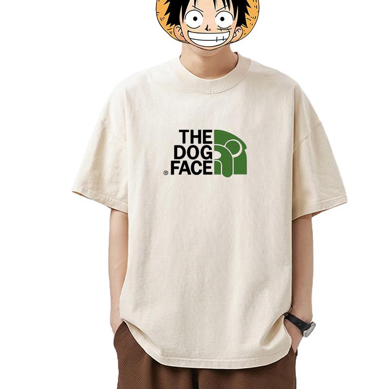 Hipsterstyle Dog Face Face Summer Tshirt Pure Cotton Shortsleeved Top Large Size Suitable for Both Men and Women