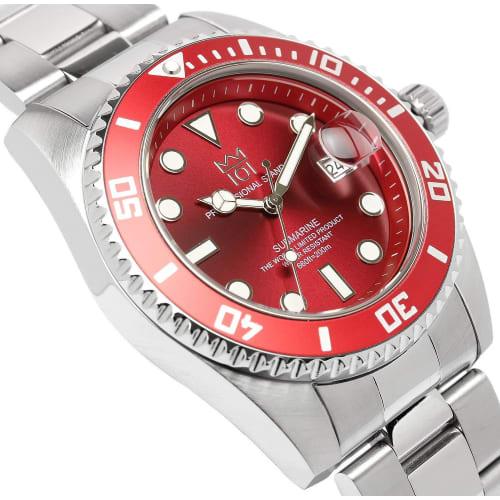 HYAKUICHI 101 Diver's Watch Date Display 20 ATM Water Resistant Watch HYAKU1-001 (Red)