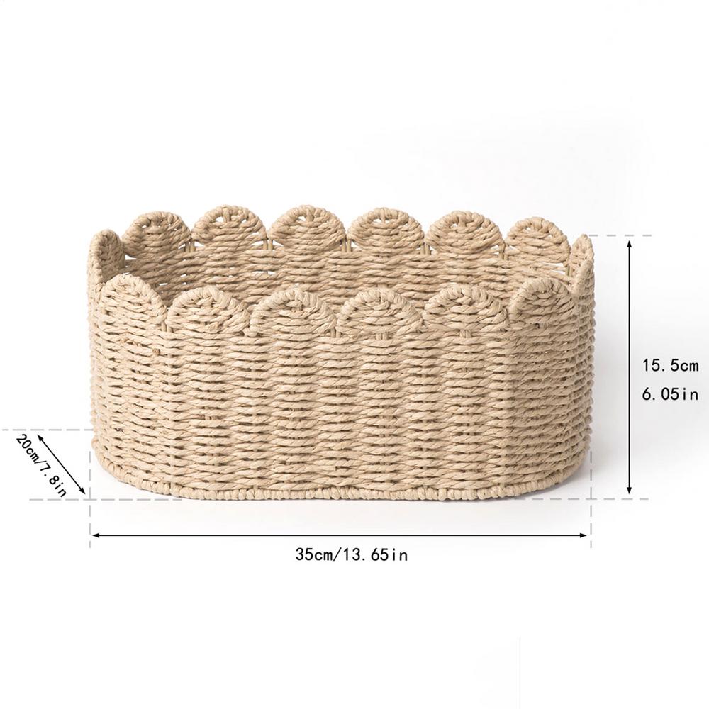 Cute Woven Rope Basket Woven Baskets for Storage Open Home Organizer for Bookshelf Corner Laundry Entryway Desktop Table Shelves