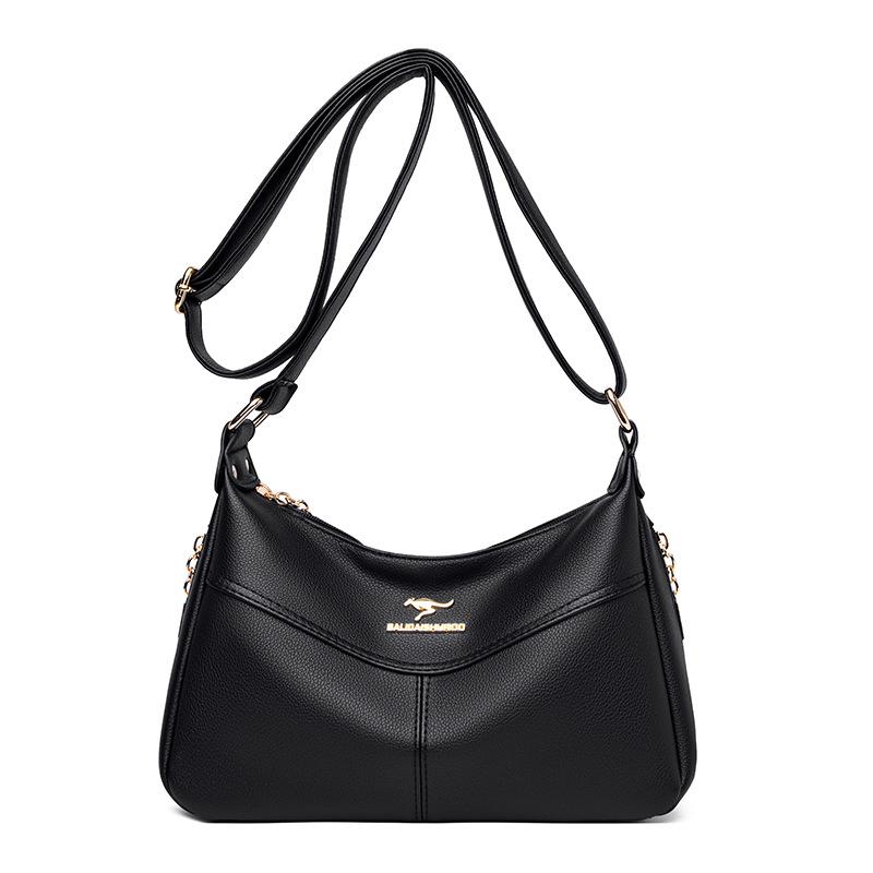 Women's Bag Summer New Large-capacity Soft Leather Messenger Bag Lychee Pattern Retro Fashion Shoulder Bag