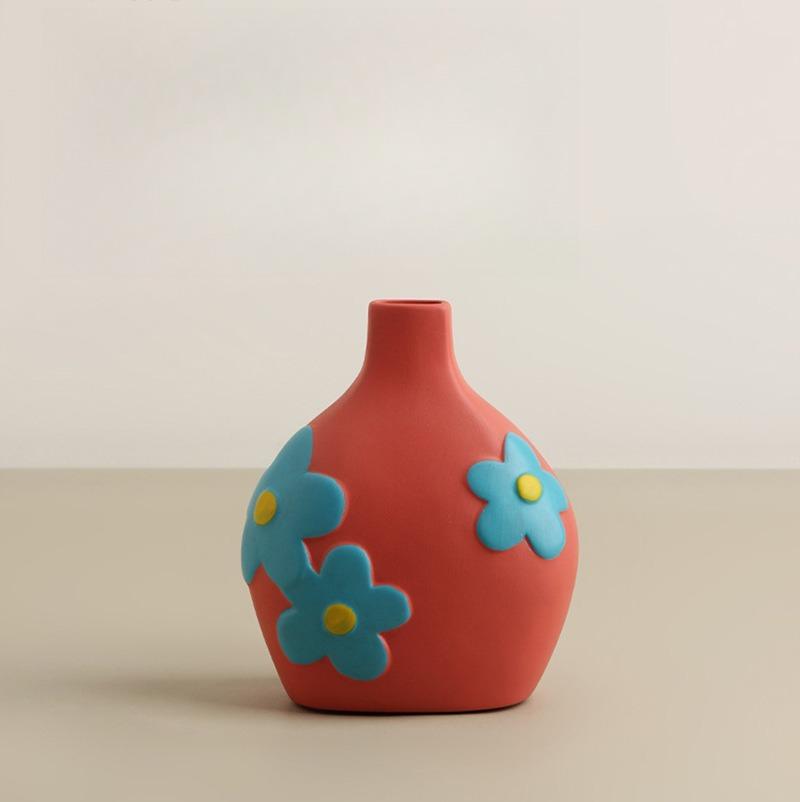 

Desktop Ceramic Vase Living Room Flower Arrangement Creative Living Room Home Decoration Morandi Painted Flower Device