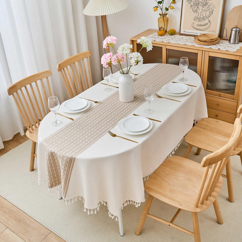 Oval Tablecloth Waterproof Fabric Dining Table Cloth Cover Cloth Light Luxury High-End Coffee Table Cloth Cover Towel West Dining Table Tablecloth