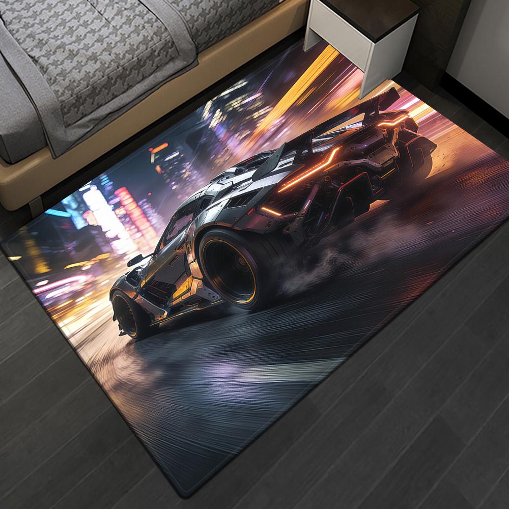 Rennwagen Teppich Mehrere Größen Anti-Rutsch Polyester Teppich Hochauflösender Sportwagen Druck Modernes Wohnzimmer Kinder Spielzimmer Dekor Teppich