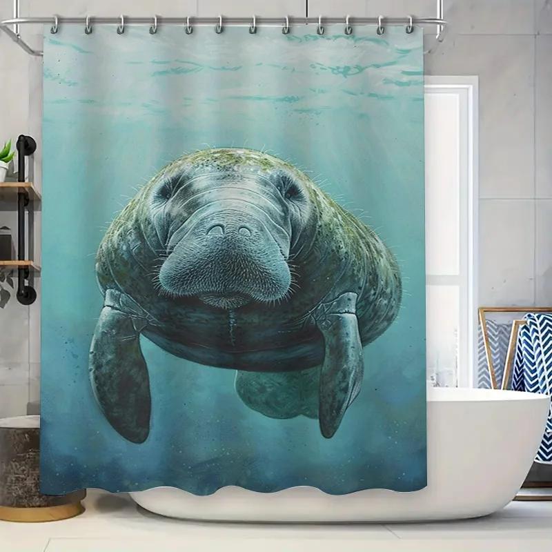 Underwater Life Sea Turtle Shower Curtain Waterproof Decorative Fabric Home Bathroom Decoration Blue Color