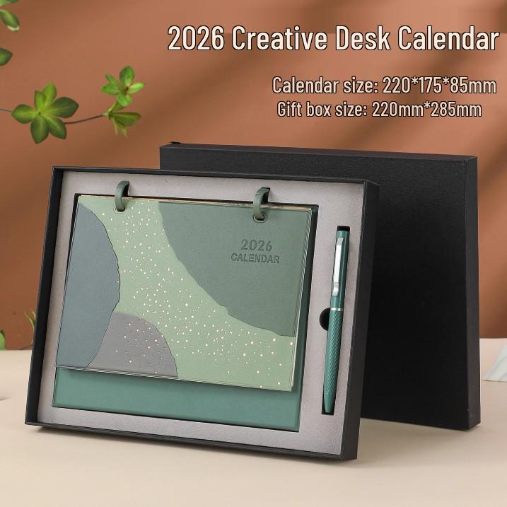 2026 Year of the Horse Leather Desk Calendar: Customizable High-End Planner & Desktop Ornament