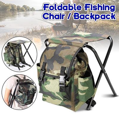 Sedia Pieghevole Mimetica Portatile da Esterno Zaino Accessori da Campeggio Pesca