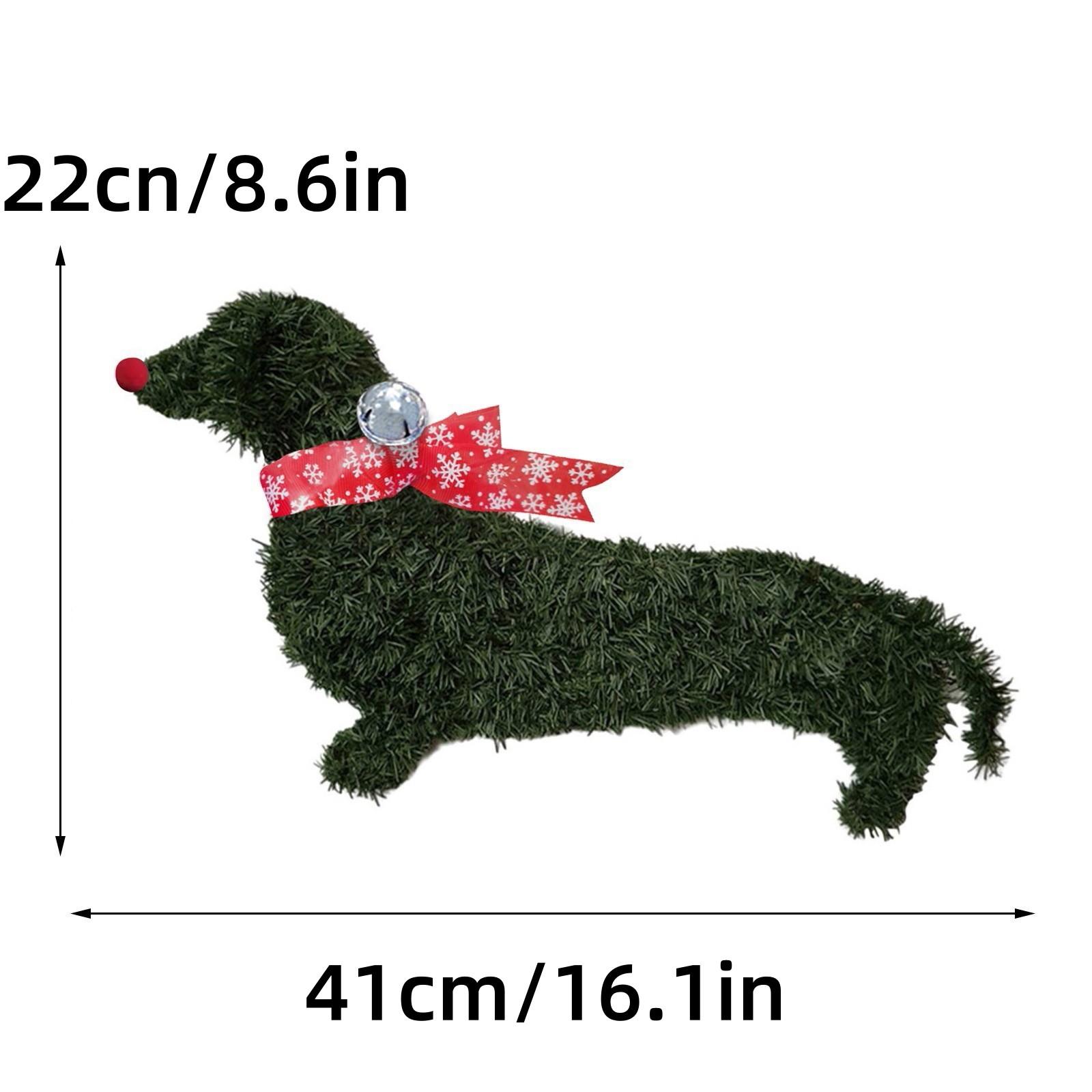 

Ковбаса Собака Вінок Різдвяна гірлянда Штучні гілки Зелене листя Гірлянда для передніх дверей Висячий вінок Домашній садовий декор