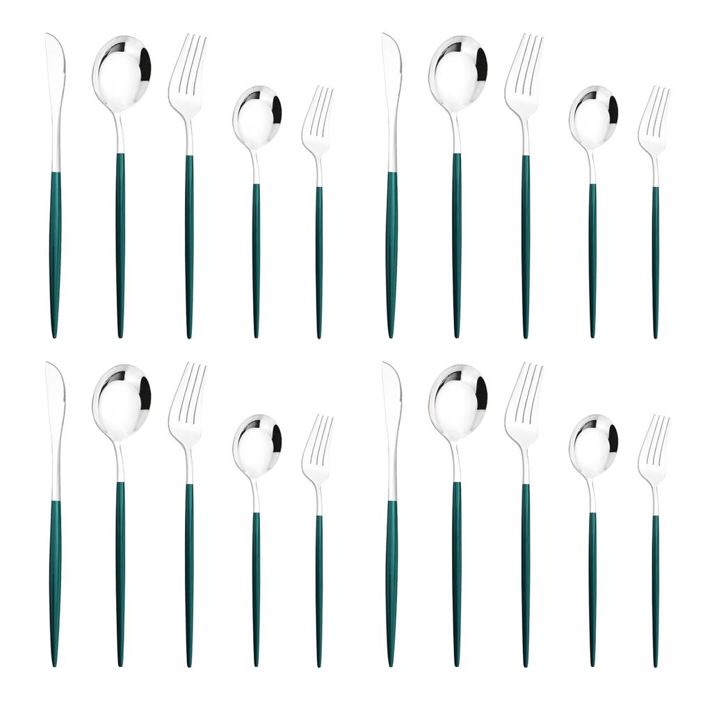 20Pcs Gold Dinnerware Set Knife Dessert Fork Spoons Cutlery Flatware High Quality Stainless Steel Silverware Kitchen Tableware