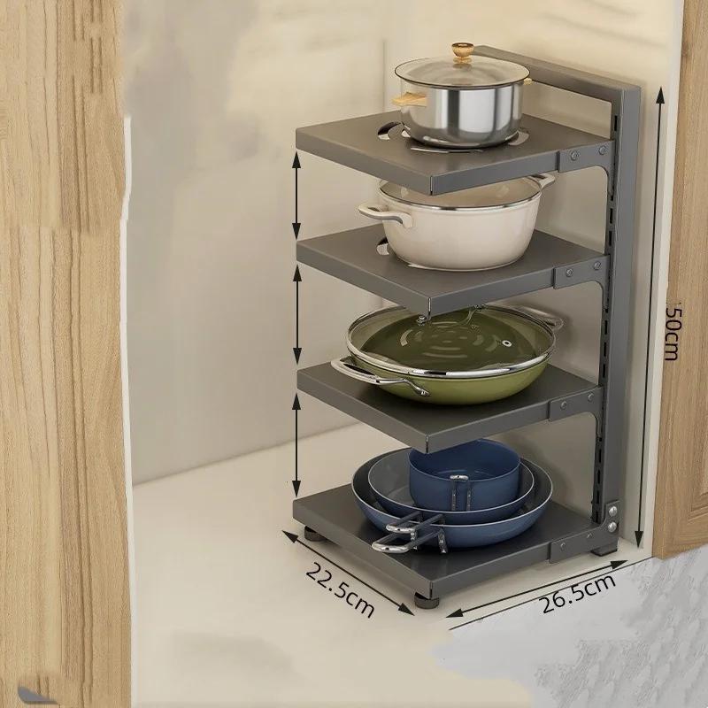 Carbon Steel Kitchen Storage Rack Multi-layer Lower Sink Cabinet Layered Pot Rack Kitchen Household Floor Lower Cabinet Storage