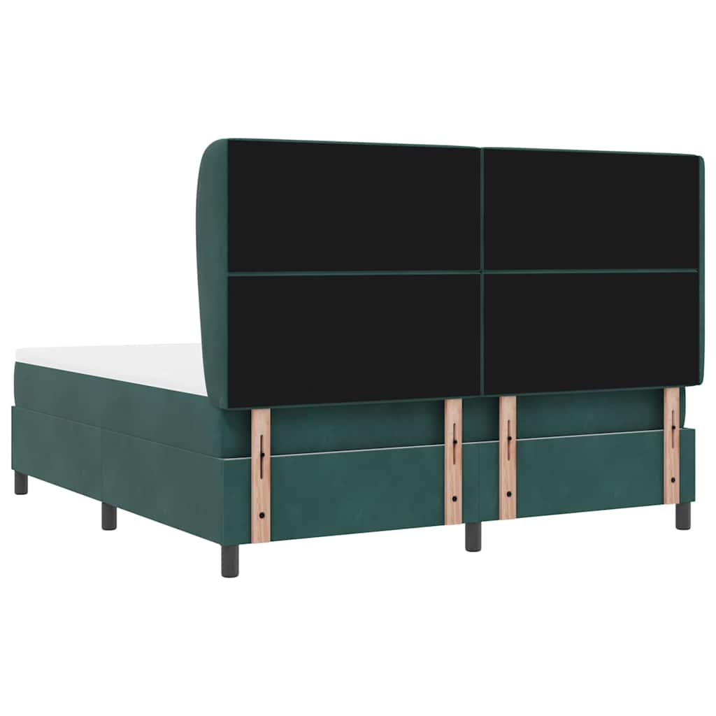 Box Spring Bed with Mattress Dark Green 200 x 180 cm Velvet