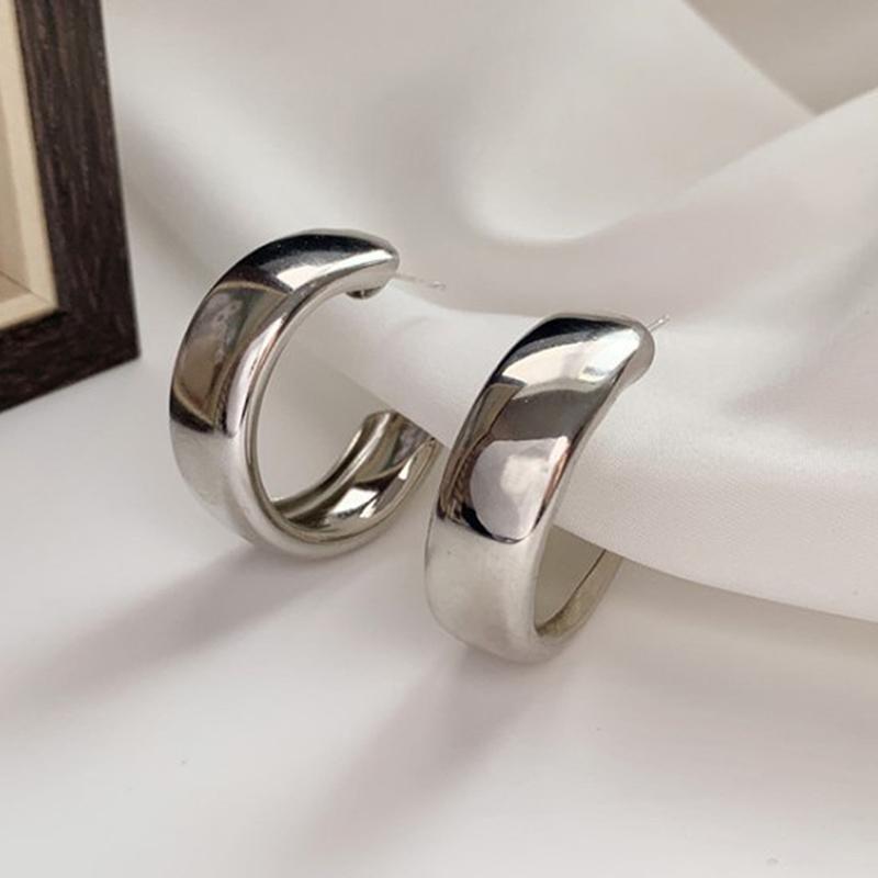 1 pereche de cercei cu cerc, simpli, la modă, de culoare argintie, pentru femei, fete, cercei de aur