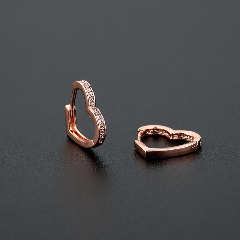 

Fashion New Luxury Silver Color Hoop Earrings for Women Charm Simple Heart Zircon Earrings Wedding Jewelry Gift Accessories 14mm рожевий колір золота
