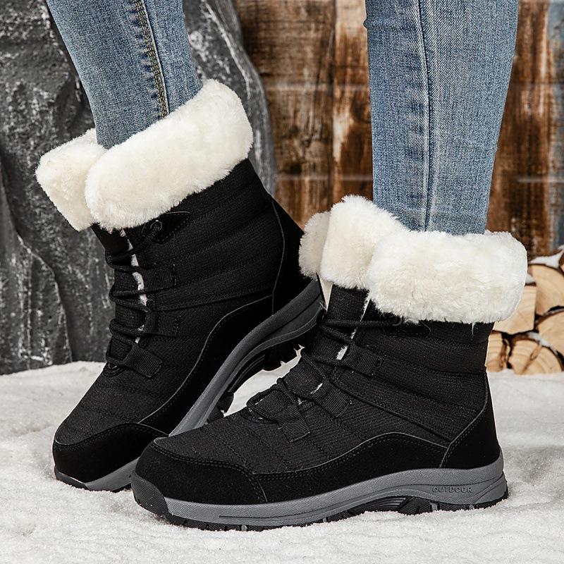 High-top Snow Boots Women's New Winter Non-slip Waterproof Sub-zero Warm Piled Thickened Outdoor Ski Cotton Shoes