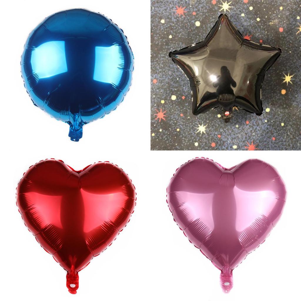 Inch Solid Colour Foil Balloons Heart Star Round Shape Perfect For Weddings And Birthday Parties**