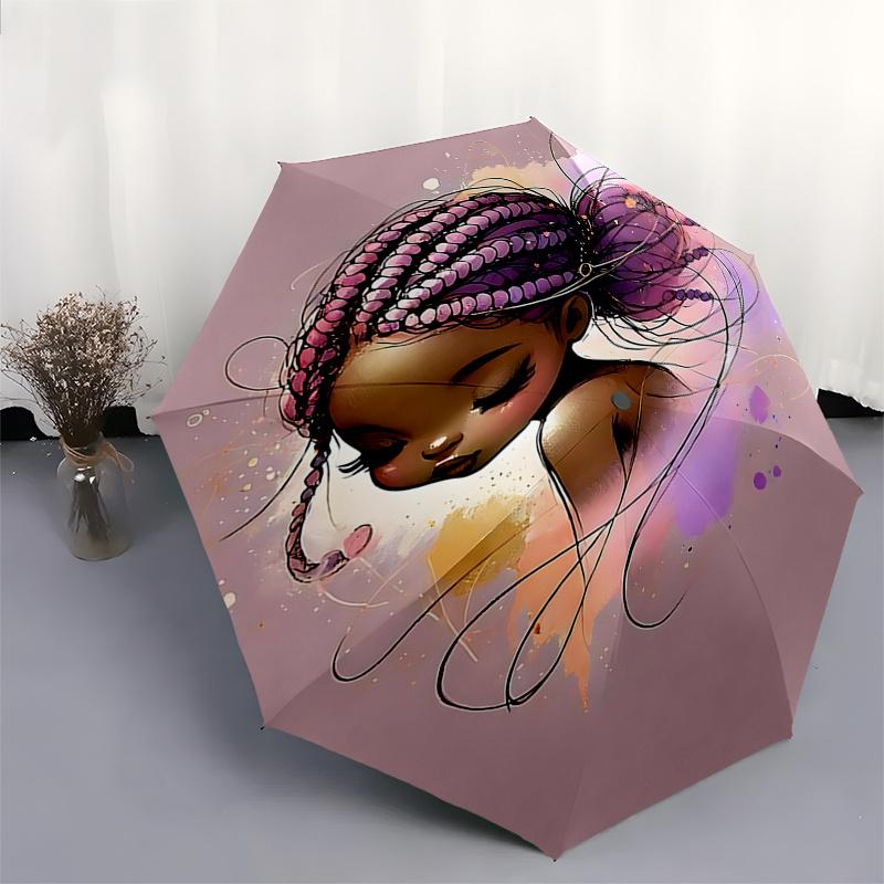 CBlack Princess Automatic Opening/Closing Umbrella with Foldable Design and Iron Frame - Perfect for Outdoor Use, Festive Gifts, Travel, Dai