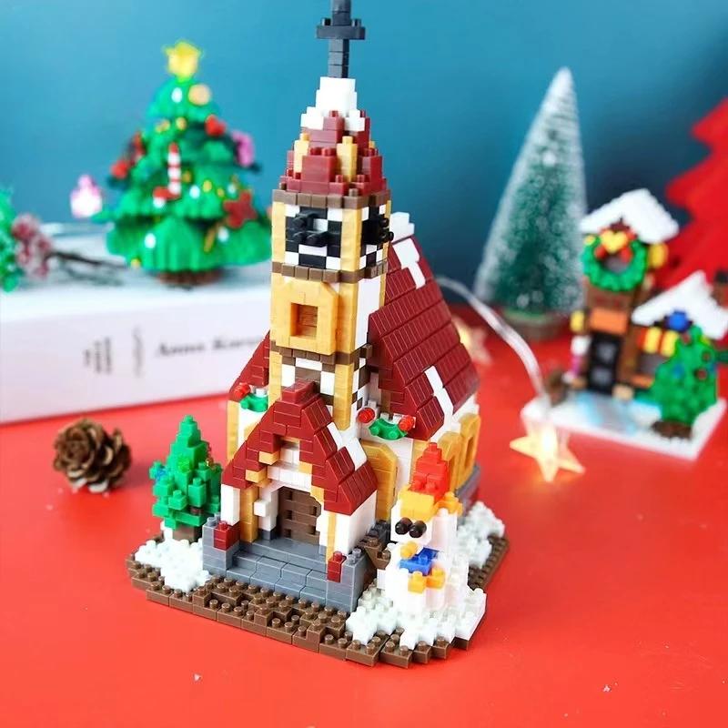 Santa Claus Miniature Small Particle Christmas Day Series Building Blocks Kids Toys Festival Gifts