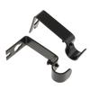 Set of 6Pcs Adjustable Metal Curtain Pole Rod Wall Bracket Hook Holder Black