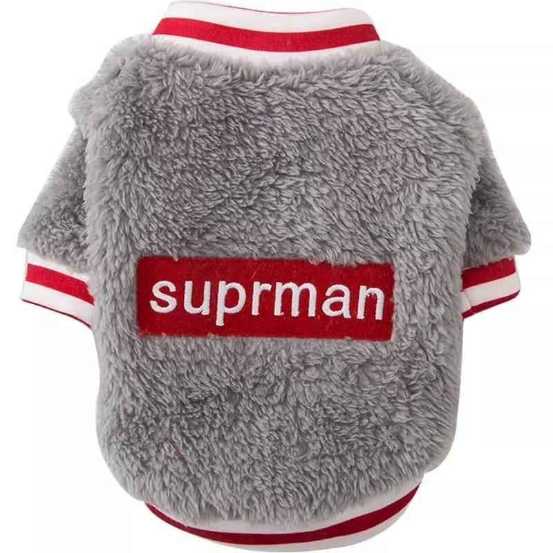 Flannel Dog Clothes Autumn and Winter Stickers Embroidered Teddy Bear Small Dog Two-legged Fleece Pet Clothing