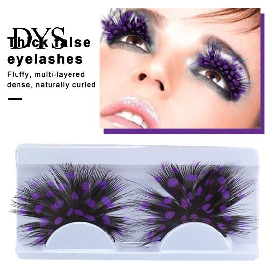 Natural & Dense Fake Lashes 1 Pair 3D Colorful Blue Color Artificial Feather Eyelash Extensions Eyelashes Extension Party Makeup for Halloween Cosplay