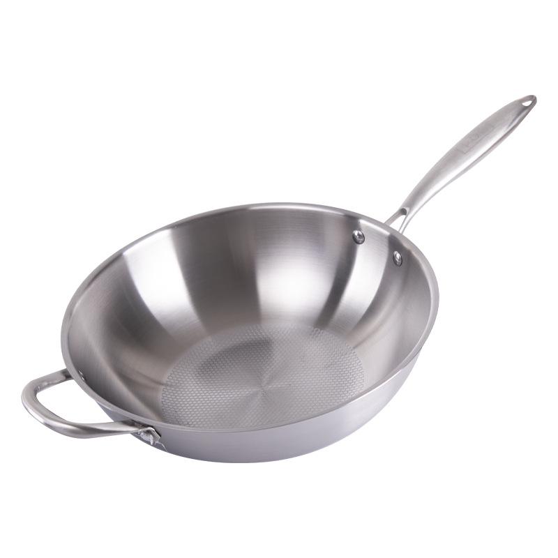 Germany Non-stick Stainless Steel Wok for Induction and Gas Stoves, Flat-bottomed Cookware.