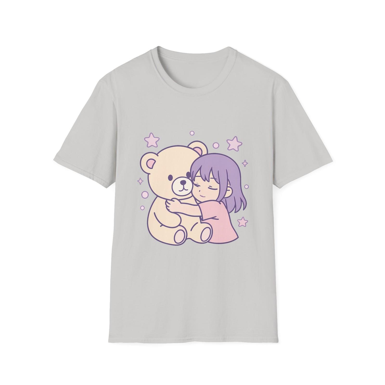 Unisex Softstyle Whimsical Teddy Hug T-Shirt Mens Womens Tees Top – Cute, Anime, Kawaii 2XL
