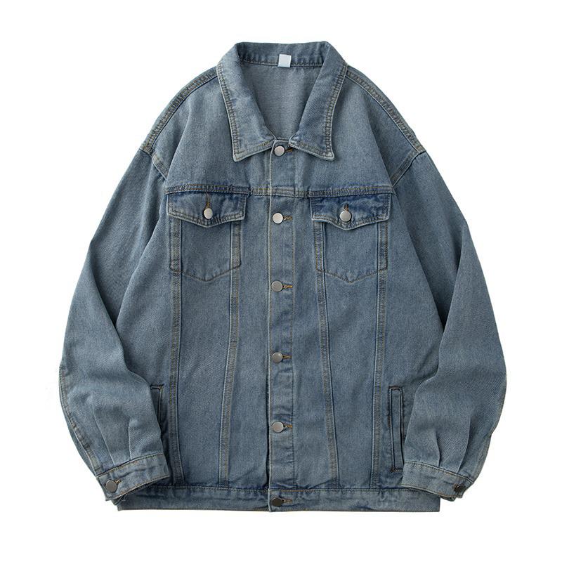Unisex Retro Denim Motorcycle Jacket: Autumn/Winter Casual Trend, Loose Fit with Lapel