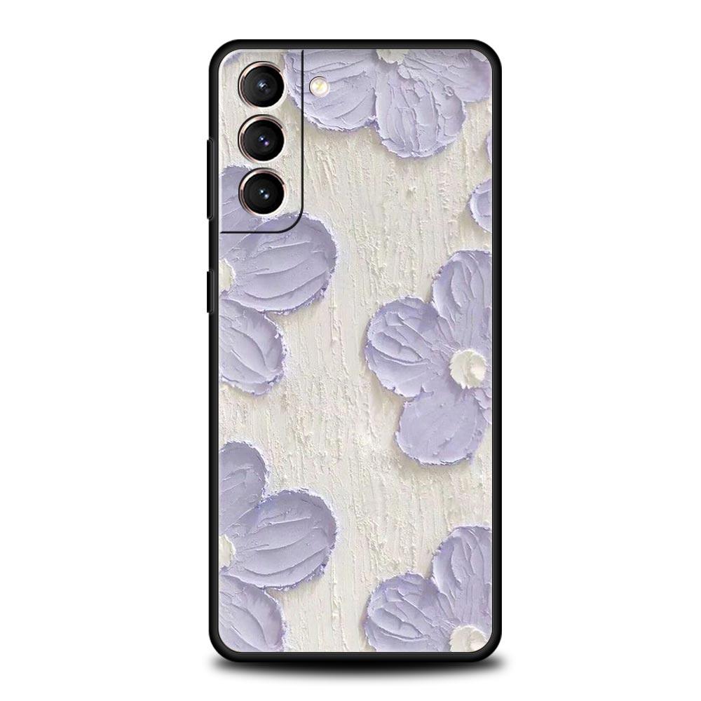 Love Flower Art Phone Case For Samsung Galaxy S24 S23 Ultra S22 S21 S20 FE 5G S10 S10E S9 Plus S8 Soft Silicone Black Cover