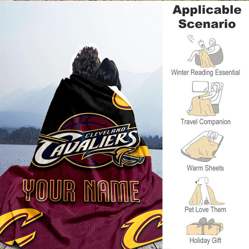 1PC Custom Name Blanket football Cavaliers Logo Flannel blankets Patterns Throw Blanket All-Season Soft Gift for Couch, Bed, Camping, Birthday gifts
