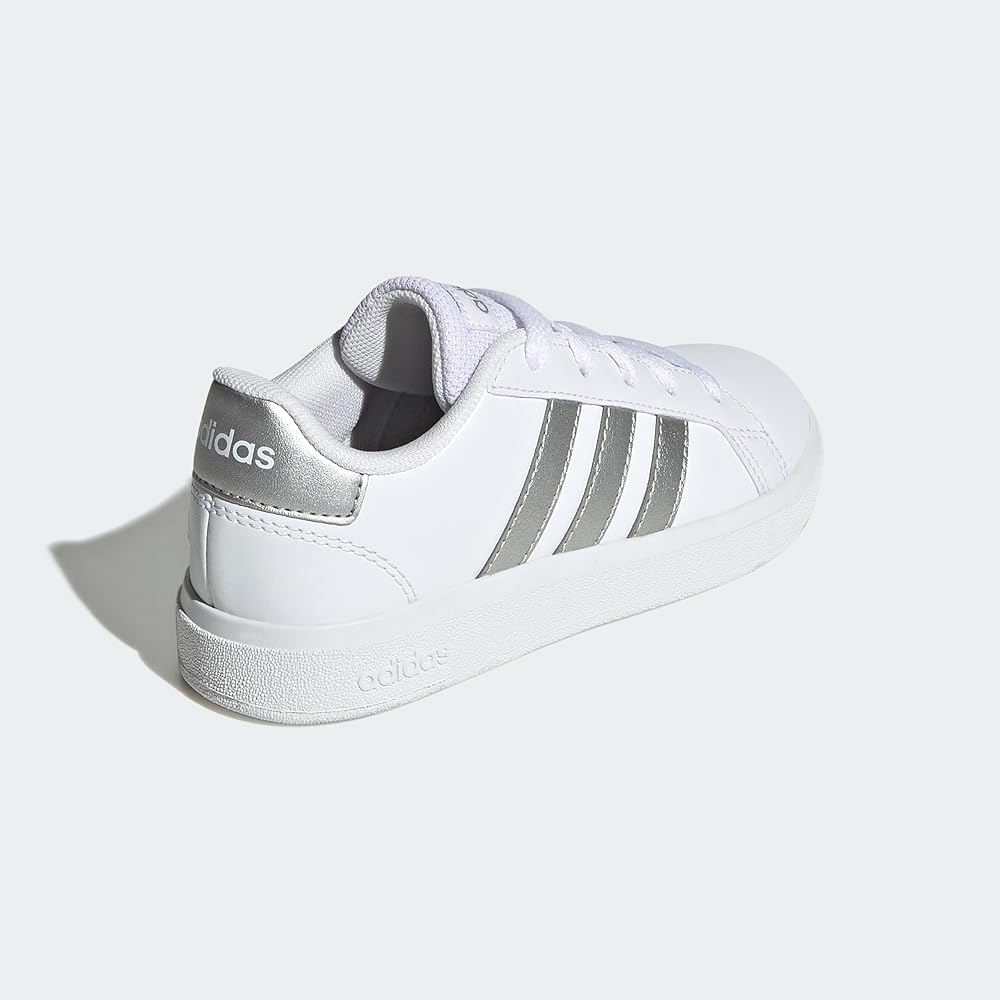 Kids Grand Court 2.0 Sneakers for Boys and Girls White Matte Silver 17.5 cm Footwear