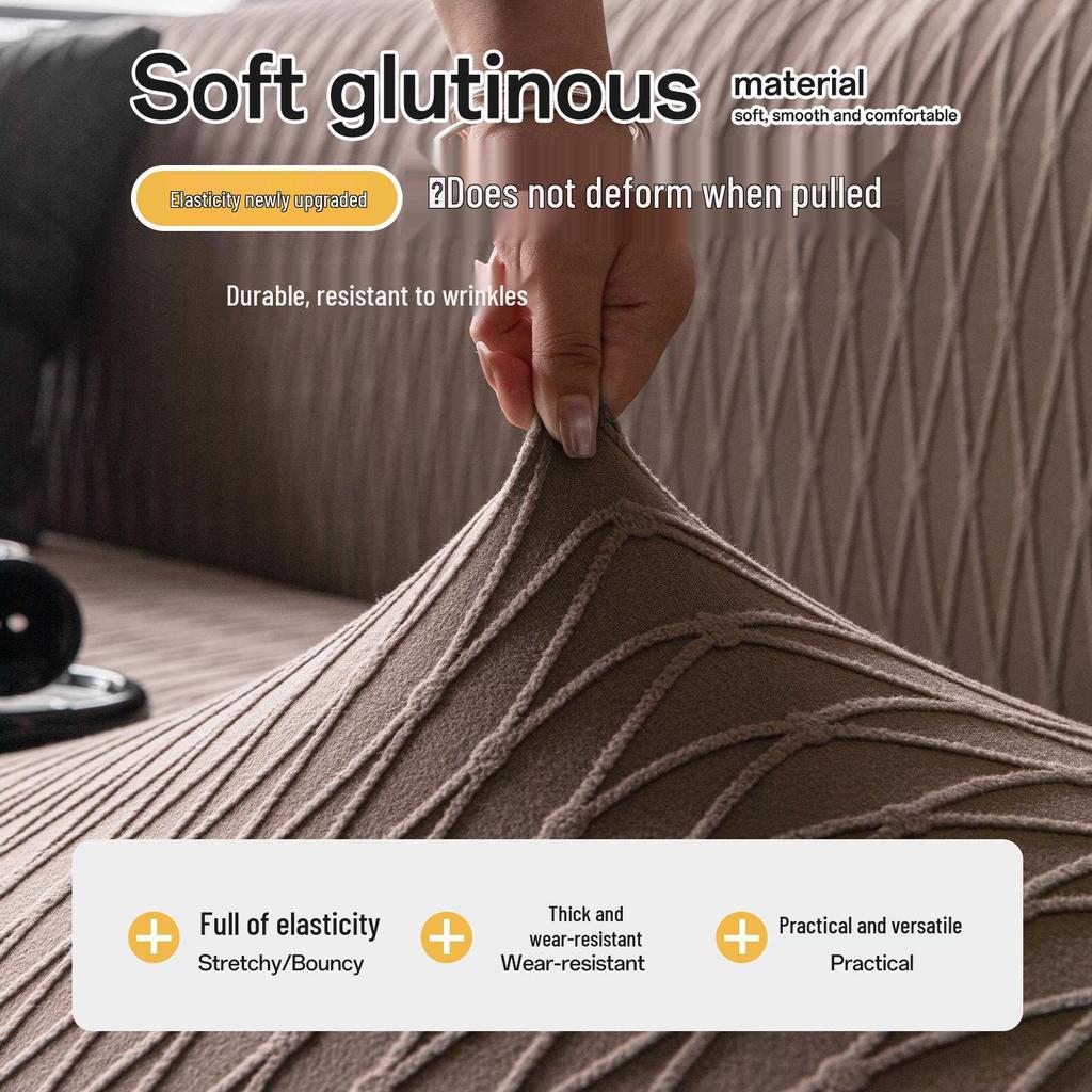 All-Season Elastic Jacquard Velvet Sofa Cover - Universal One-Piece Fit