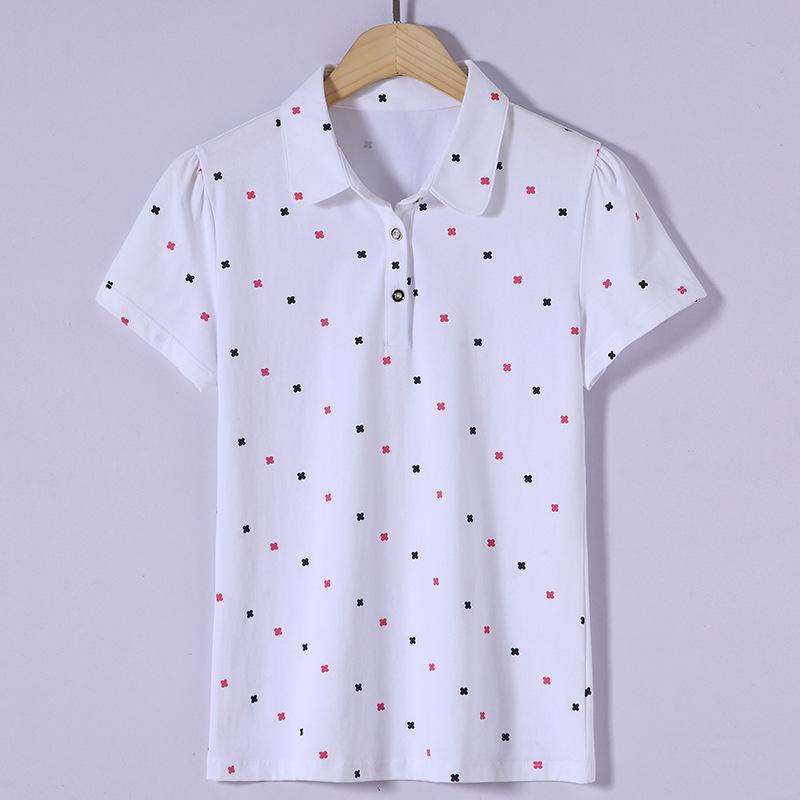 

2026 Women s Short Sleeve Lapel Polo Shirt - Spring/Summer Versatile Casual Print Top Large