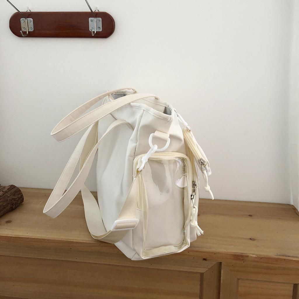 New Large Capacity Clear Itabag Tote Bag Girls Lightweight Nylon Pin Display Kawaii School Book Shoulder Bag Female Ita Handbag