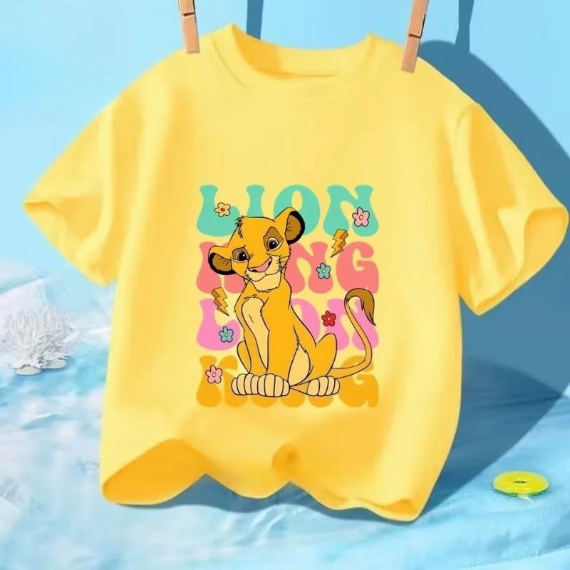 

Fashionable Cool Lion King Simba Cartoon Print Children s T-Shirt 2026 Summer Short Sleeve 100