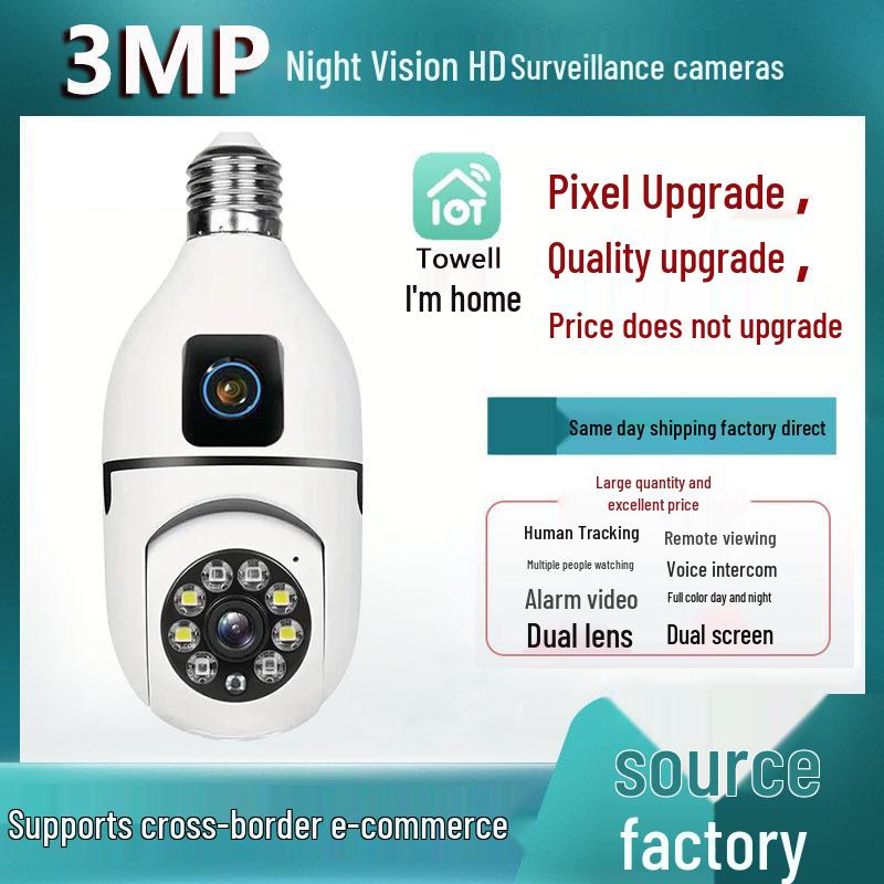 

E27 Smart Bulb Camera 360° Panoramic HD Wireless Monitor with Mobile Remote Voice Control 32GB Memory Card