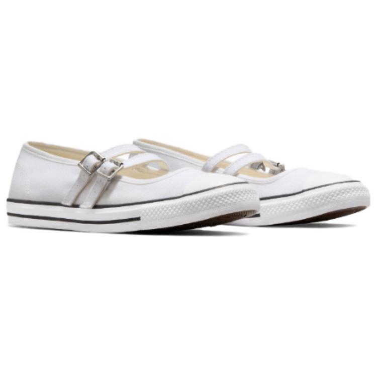 Converse Chuck Taylor All Star Dainty Mary Jane Moda Versatile Resistente Leggero Basse Tela Scarpe Sneaker Donna Bianco A11552C