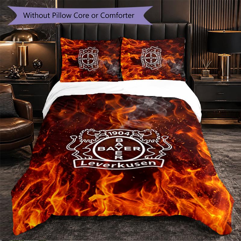 Set Biancheria da Letto Calcio Bayer Leverkusen 3 Pezzi Morbido Copripiumino con Federe Set Decorazione Camera da Letto per la Casa