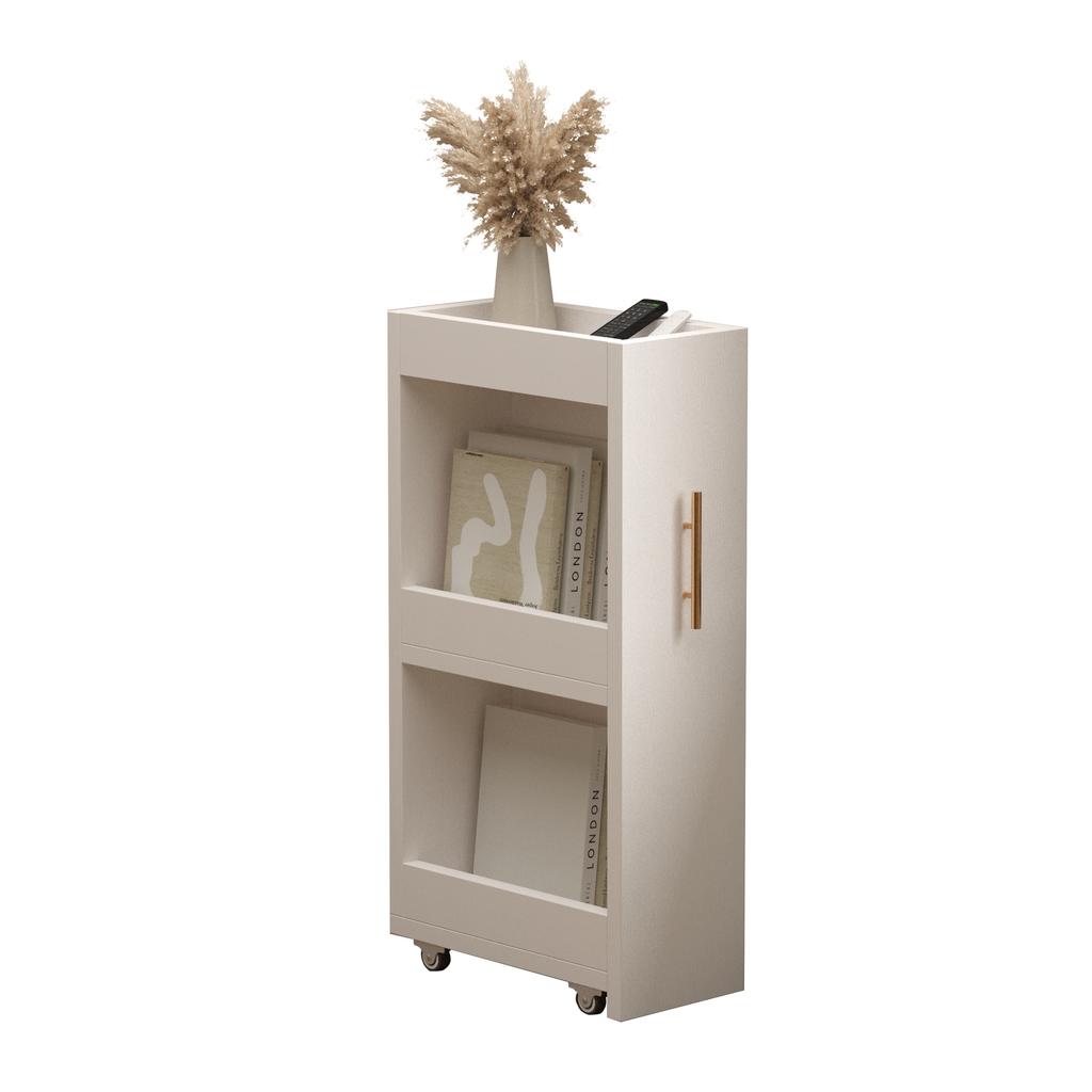 Ultra-Narrow Mobile Storage Unit-Corner Cabinet with Rolling Wheels Bathroom Vanity &Wall Bookshelf Combo Space-saving Organizer