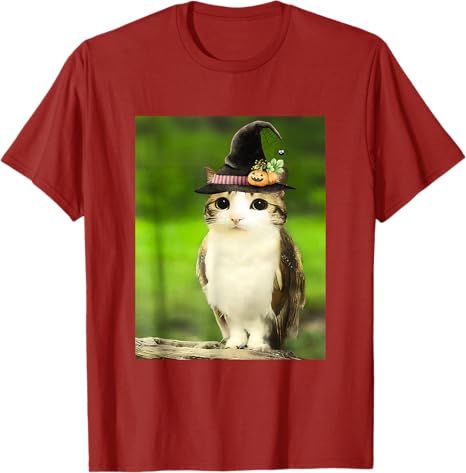 Meowl Wizard Cat Owl Funny Meme Halloween Costume Cat Witch TShirt Girls Fashion Y2k Magical Kitty Owl Graphic Outfit Novelty S