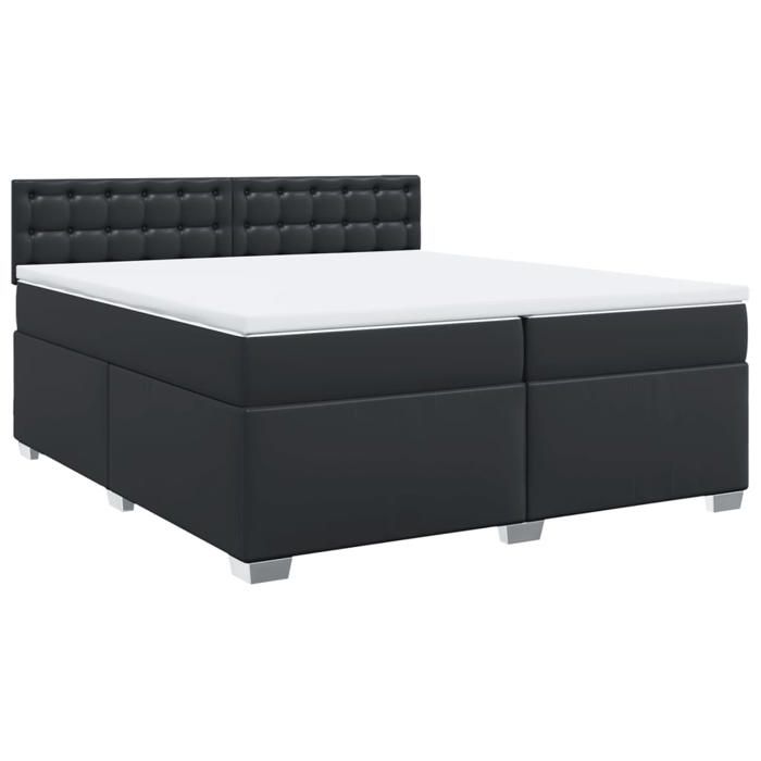 VidaXL Bed Slat Base with Mattress Black 200x200 Cm Faux Leather, Bed, Platform Bed, Panel Bed, Furniture of 3288436