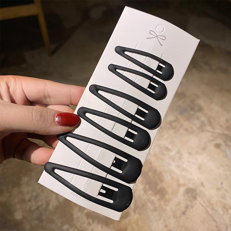 Korean Matte Black Hair Clips for Women - Bangs, Side, and Headdress Clips