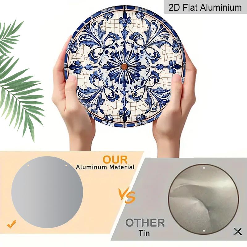 2D Flat Aluminum Sign Vintage Blue Floral Pattern Decorative Sign 7.87 Inches X 7.87 Inches Perfect for Decorating Homes, Porches, Living Rooms, and