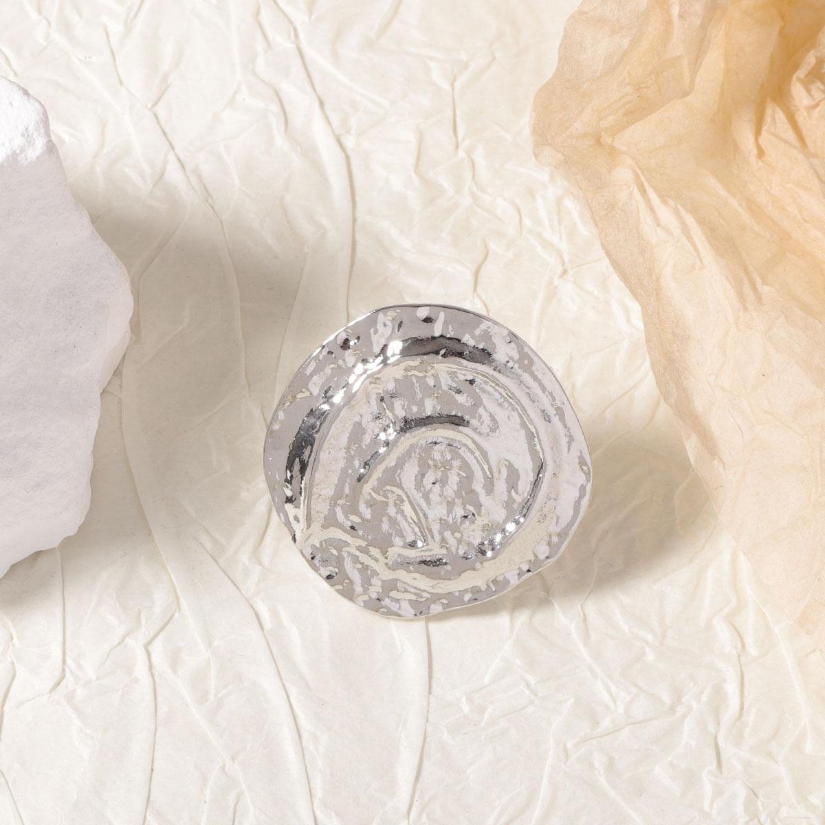 

Cross-border simple and fashionable personal cold wind alloy geometric round live mouth ring daily wear niche women s models срібний