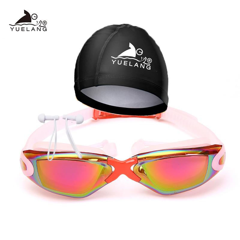 

YUELANG плавательные очки шапочка для плавания беруши костюм арена прочный силикон анти-туман анти-УФ водонепроницаемый для взрослых профессиональный розовый