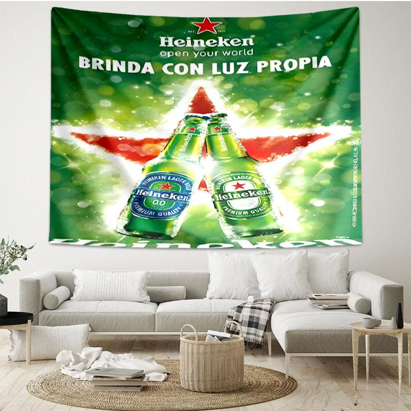 Heineken Print Tapestry - Portable Wall Decor Cloth, for Home, Dorm, Travel, Bedroom, Living Room - Ideal Birthday Housewarming Gift